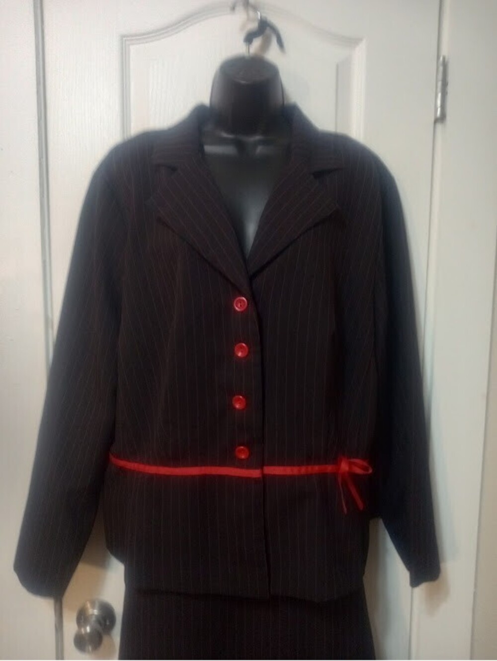Black & Red Pinstripe Suit — Coquette, Size 24W